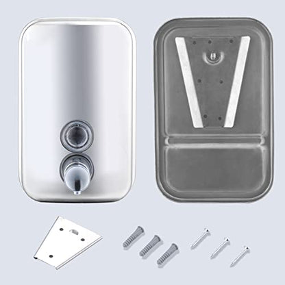 Commercial Soap Dispenser Wall Mount Stainless Steel Manual Liquid Pump Rust-Proof Leak Free for Bathroom (17 fl oz / 500ml) - size: 17 fl oz