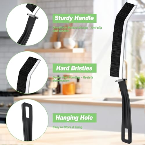 Multi-Use Crevice Cleaning Brush Set, Stiff Bristle Gap Scrubber for Hard-to-Reach Areas, Household Detail Cleaning Tool, 3 Pack