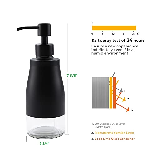 Gaussra Black Soap Dispenser with Coasterand Stickers, Refillable Liquid Stainless Steel Soap Dispenser for Kitchen Sink, Bathroom Countertop (11OZ / 320ML) - color: Matte Black