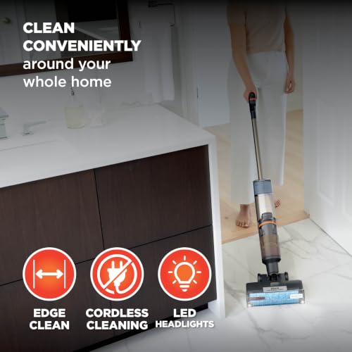 Shark HydroVac MessMaster Wet Dry Vacuum Cleaner, Cordless, 3-in-1 Vacuum Mop All in One & Self-Cleaning System, Lightweight, Powerful Suction, for Hard Floors & Area Rugs, Stone, WD261,Rose Gold - style: Cordless w/ Essential