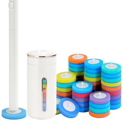 Disposable Toilet Brush, Wall-Mounted Touch Free, 24 Refills | Toilet Bowl Cleaner Wand Kit, Extended Long Handle, Pre-Soaked Concentrated Cleaner Sponge, Apartment, RV Bathroom Cleaning - size: 1 Brush+24 Refills