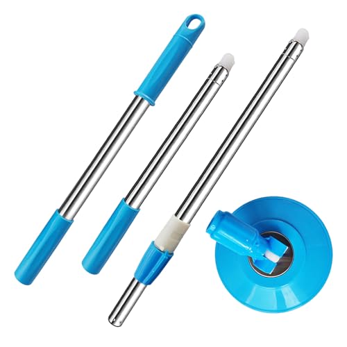 Extended Spin Mop Replacement Mop Handle, Upgraded 60-inch 360 Degrees Rotating Telescopic Replacement Mop Stick for Spin Mop Bucket Cleaning System Floor Cleaning (Plastic Disc, Blue) - color: Blue, style: Plastic Disc