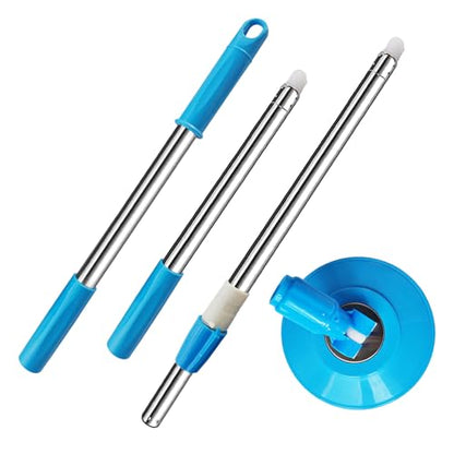 Extended Spin Mop Replacement Mop Handle, Upgraded 60-inch 360 Degrees Rotating Telescopic Replacement Mop Stick for Spin Mop Bucket Cleaning System Floor Cleaning (Plastic Disc, Blue) - color: Blue, style: Plastic Disc