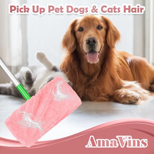 AmaVins 5 Pack Reusable Microfiber Mop Pads Compatible with Swiffer Sweeper, Wet and Dry Flat Cover, Washable Pads for Surface/Hardwood Floor Cleaning (Mop is Not Included) - color: Pink 5 Pack