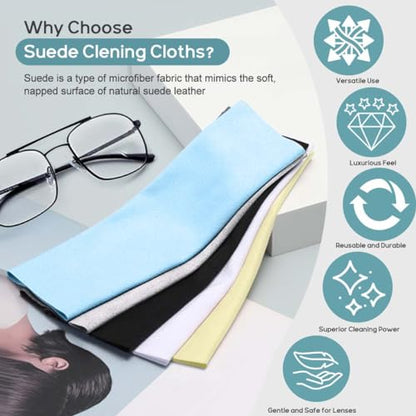 CONLI 24 Pack Microfiber Cleaning Cloth for Eyeglasses 17x14cm/6.7x5.5in Luxury Suede Glass Cleaning Cloth Glasses Cleaner for Eye Glass Lens Cleaning Gentle and Lint-Free - color: 24pack-17x14cm