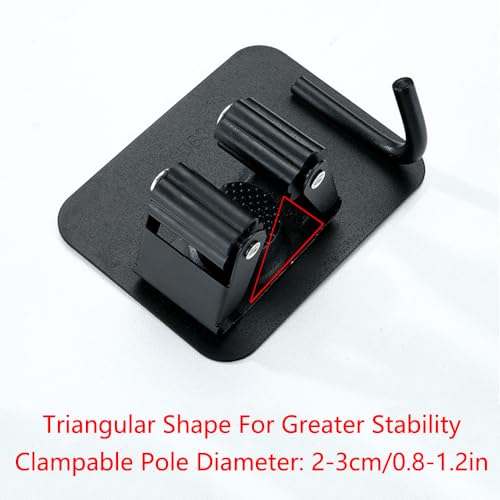 SagaSave 2PCS Wall Mounted Broom Holder Mop Self-Adhesive Holder Mop Broom Organizer with Hooks Hanger Drill-Free Holder for Bathroom Kitchen - size: 2 Size