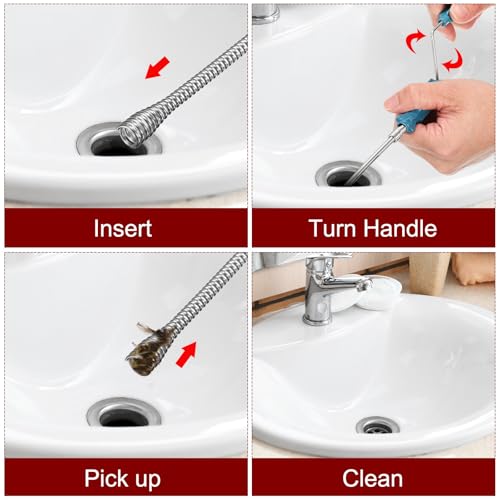 HARFINGTON Drain Augers 5 Ft Stainless Steel Flexible Plumbing Auger Hair Drain Cleaner Tool Toilet Auger Clog Remover Tool for Kitchen Bathroom Shower Sink Toilet Bathtub, Black - color: Black, size: 1.4m
