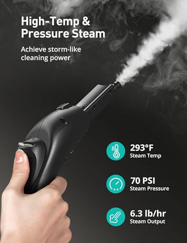 Steam Cleaner, 293°F 58 PSI Powerful Multipurpose Handheld Steam Mop for Home Use, 21 Attachments, 50Oz Capacity, Heavy Duty Steamer for Carpets, Floors, Cars, Tiles, Crack Cleaning, Champagne