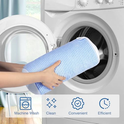 Teletrogy Shoe Washing Machine Bags, Reusable Laundry Bag for Washer and Dryer, Durable Fluffy Fiber Keep Clean, 2 Pairs Adjustable Trees for All Shoes, Blue - color: Blue