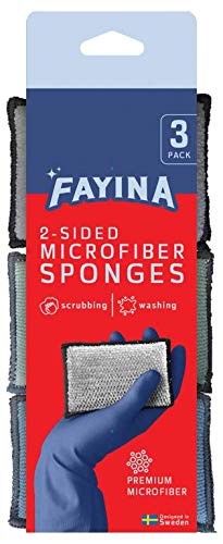 2-Sided Premium Microfiber Dish Sponge and Scrubber 3 Pack Variety - Heavy Duty Scouring Non-Scratch Multi-Surface