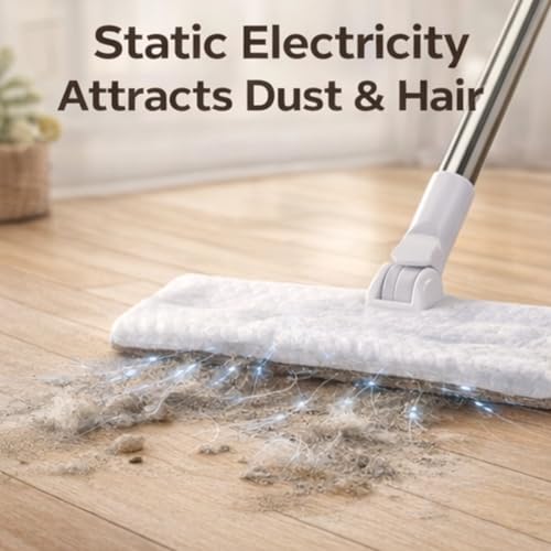 EVGATSAUTO Dust Mop for Home with Washable Microfiber Pad, Static Dusting Mop, Multifunctional Wet and Dry Floor Duster for Hardwood, Tile, Laminate Floors