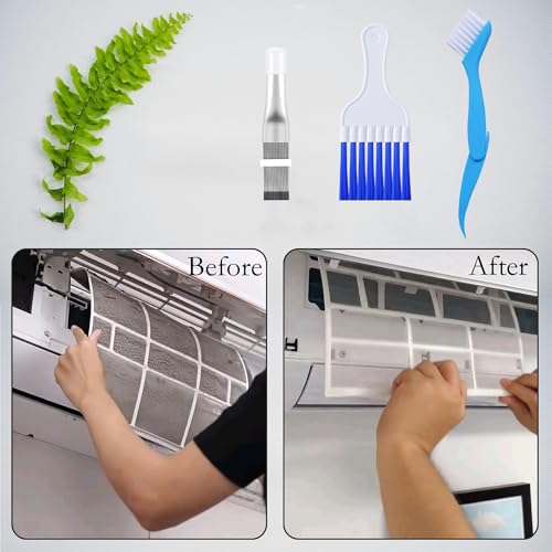 3 Pcs Air Conditioner Fin Comb Cleaner kit AC Coil Cleaning Brush Fin Combs Condenser Fin Straightener AC Evaporator Comb Radiator Repair Clean Tool (Blue) - color: Blue
