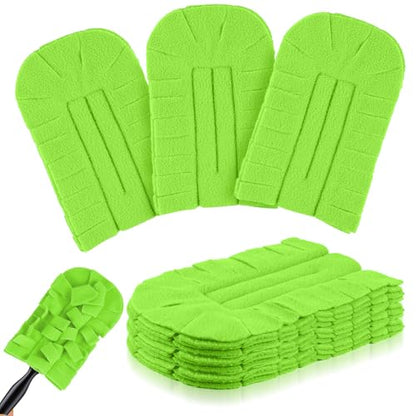 Zubebe 6 Pcs Duster Refill Reusable Fleece Duster Refills Feather Flat Dusters Multi Surface Washable Cleaning Pads Tools for Home, Blinds, Car, Pet, Furniture, Fans (Olive Green) - color: Olive Green