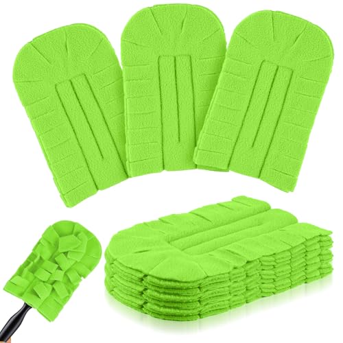 Zubebe 6 Pcs Duster Refill Reusable Fleece Duster Refills Feather Flat Dusters Multi Surface Washable Cleaning Pads Tools for Home, Blinds, Car, Pet, Furniture, Fans (Olive Green) - color: Olive Green