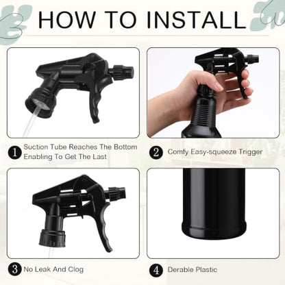Honeydak 3 Pack Plastic Spray Bottles 48 oz Heavy Duty Opaque Spray Bottles UV Light Blocking Refillable Reusable Leak-proof Sprayers for Cleaning Solution Kitchen Garden Home Plant(Black) - color: Black, size: 48 oz