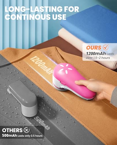 POPCHOSE Fabric Shaver, Lint Remover for Clothes, Electric Lint Shaver with 6-Leaf Blades, Sweater Shavers to Remove Pilling for Clothing, Couch, Furniture, Fuzz, Lint Ball, Bobbles, Pink - color: Pink