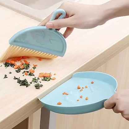 Blue Mini Broom and Dustpan Set, Small Handheld Brush Combo for Kids Kitchen Counter Table Desk Car and Pet Area Cleaning - color: Blue