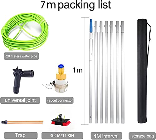 5m-12m Window Cleaning Pole, Window Cleaner Kit, Water/Hose Fed Pole, Window Cleaning Brush Equipment, Cleaning Photovoltaic and Solar Panels11m Rod 30cm Brush Head - color: 30cm Brush Head, size: 11m pole