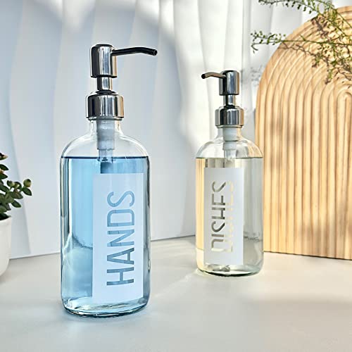 JASAI 2Pack 18OZ Glass Soap Dispenser with Rustproof 304 Stainless Steel Pump, Kitchen Soap Dispenser for Hands & Dishes (White) - color: White With White Pump