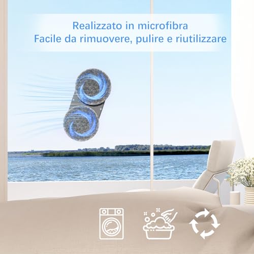 Tosima Window Cleaning Robot W2, Automatic Cleaning with Intelligent Path Planning, 3800Pa Suction Power, Edge Detection Technology, Remote Control - color: Black