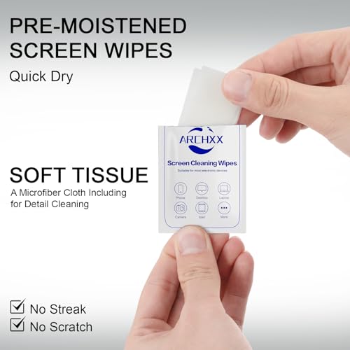 ARCHXX Screen Wipes for Electronics, 240 Count 6"x6" Pre-Moistened Screen Cleaner for Screens, Computer,Laptop,Tablet,Phone,Monitor,Car Screen Cleaner, Lens Wipes Individually Wrapped - size: 1 Count (Pack of 240)