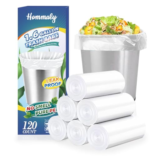 1.6 Gallon 120 pcs (Fit 1.3-1.6 Gal)Small Clear Trash Bags, Strong 1.3 Gallon1.5 Gallon 1.6 gallons Garbage Bags, Bathroom Trash Can Bin Liners, Mini Bags for Office, Waste Basket Liner,Fit 5-6 Liters - style: 1.6Gal Clear-90
