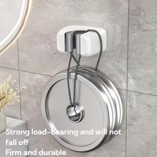 Wall-Mounted Mop and Broom Holder - Self-Adhesive, No Drilling Required, Household Storage Fixture for Easy Installation, ABS Material, White and Grey