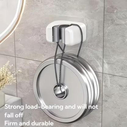 Wall-Mounted Mop and Broom Holder - Self-Adhesive, No Drilling Required, Household Storage Fixture for Easy Installation, ABS Material, White and Grey