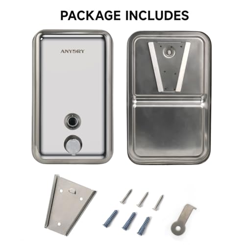 anydry Commercial Soap Dispenser Wall Mount, Polished Stianless Steel Finish Manual Liquid Soap Dispenser - 37oz (1100ml) Model AD1003 - color: Polished