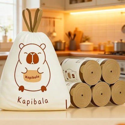 300Pcs Thickened Drawstring Garbage Bag Kitchen Household Dirty-Resistant Trash Bags (300Pcs(3Roll)-#B) - color: 300Pcs(3Roll)-#B
