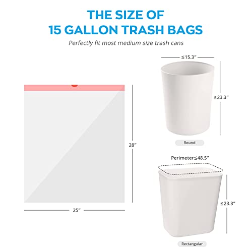 Ultra Thick Heavy Duty Plastic 15 Gallon Drawstring Trash Bags Large 80 Count White Leak Proof Garbage Bags for Tall Kitchen Home Office Outdoor - size: 1 Count (Pack of 80)