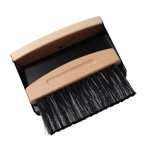 Mini Broom and Dustpan Set Small Metal Dustpan and Brush Set Hand Whisk Broom for Home Office Desktop Sofa Pet Care Household Cleaning (PET bristles, Black) - color: Black