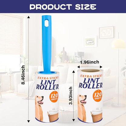 Pet Hair Lint Roller Pack for Home Car Office, 1080 Sheets | 3 Handles and 9 Rolls Total, Sticky Roller for Couch, Carpet, Furniture and Black Clothes - size: 3 Handles + 6 Refills + 1080 Sheets