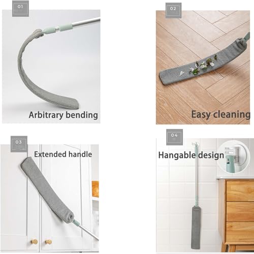2026 New Retractable Gap Dust Cleaning Artifact with 3 Microfiber Dusting Cloths,Extendable Duster Cleaning Tool,Reusable Washable Dusting Wand for Home,Ceiling,Blinds,Furniture(1PCS) - color: 1pcs