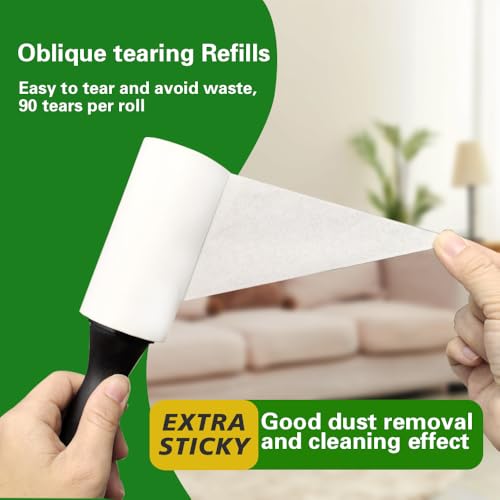 Extra Sticky Lint Roller Refills,Fits Most 3.9"-4" Standard Size Lint Roller with Inner Diameter at 1.5", 8 Pack with 720 Sheets Total, Pet Hair Remover for Clothes, Car, Furniture - size: 720 Refills