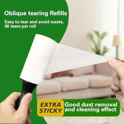 Extra Sticky Lint Roller Refills,Fits Most 3.9"-4" Standard Size Lint Roller with Inner Diameter at 1.5", 8 Pack with 720 Sheets Total, Pet Hair Remover for Clothes, Car, Furniture - size: 720 Refills