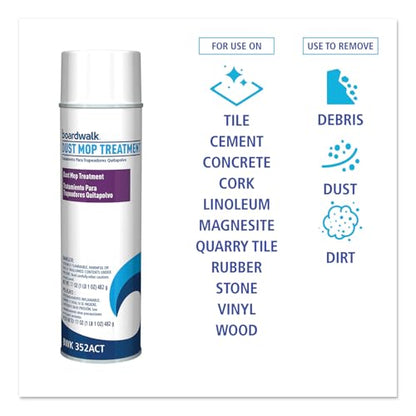 Boardwalk Dust Mop Treatment, 17 oz Aerosol Spray, for Push Brooms, Will Not Damage Floors, Non Slippery, Multi Surface, Pine Scent