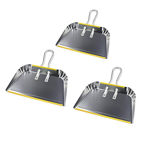3-Pack 17" Heavy Duty Metal Dust Pans, Wide Dustpans for Household, Easy to Assemble - size: 3 Count (Pack of 1)