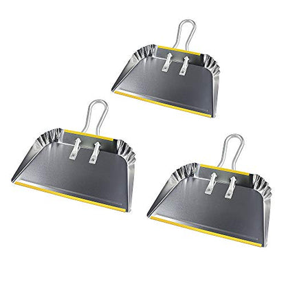 3-Pack 17" Heavy Duty Metal Dust Pans, Wide Dustpans for Household, Easy to Assemble - size: 3 Count (Pack of 1)