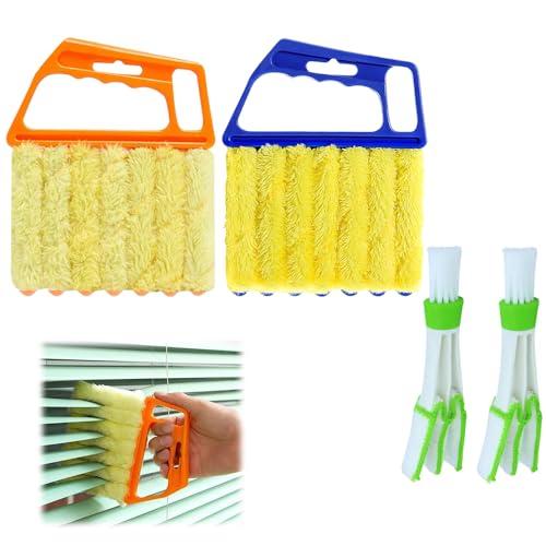 Blind Cleaner Duster Tool,Upgrade Detachable Window Blind Cleaner Tool,7 Fingers Dusting Cleaner Mini Blind Duster Brush for Wood Blinds Air Conditioner Vents Fans Car Vents Cleaning (B Set) - color: B Set