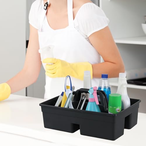 Readsky 6 Packs Plastic Cleaning Storage Caddy with Handle, 3-Compartment Cleaning Caddy, Nestable Portable Tool Organizer Box for Garage, Bathroom, Office Supplies