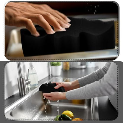 Tioncy 12 Pack Bat Sponges Kitchen Bulk Dual Sided Scrubber Gothic Sponges Dishwashing Non Scratch Bat Kitchen Accessories Dish Scouring, Black - color: Black, style: Bat
