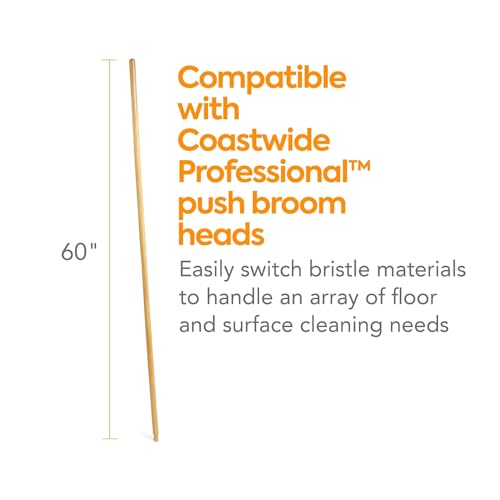 COASTWIDE Professional 60" Wood Push Broom Handle, Threaded Wood Tip - style: Wood Tip