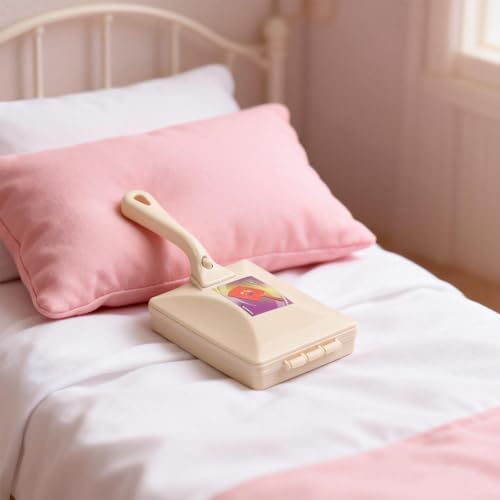 Handheld Roller Brush Sweeper for Carpet Sofa Bed Crumb & Dust Removal, Double Brush Cleaning Tool, Square PP Construction, Easy Crumb Collection & Disposal, Compact 10.5x26cm, Purple(Beige) - color: Beige