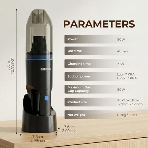 Mini Crumb Vacuum 10000Pa Brushless Motor Rechargeable Cordless Handheld Vacuum, Lightweight Portable Cleaner for Home Car Office Keyboard Sofa Furniture Pet Hair Dust Debris Crevices Tight Spaces