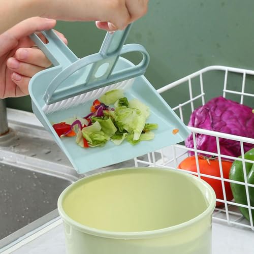 Mini Desktop Broom and Dustpan Set, Suitable for Sweeping Bed Waste Small Broom - Blue - color: Blue