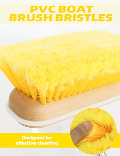 BLUEWING 8in Deck Brush Head with Soft/Medium/Hard Bristle Marine Scrubbing Washing Outdoor Boat Cleaning Tools - color: Yellow, style: Soft