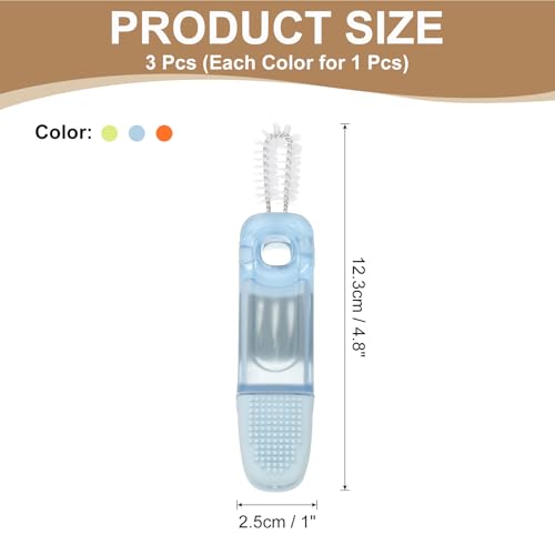 uxcell 3Pcs 4 in 1 Cup Lid Gap Cleaning Brush, Multifunction Silicone Bottle Cleaning Brush for Cleaning Tumbler Cup Narrow Neck Bottle Sports Water Bottle, Blue, Green, Red