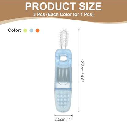 uxcell 3Pcs 4 in 1 Cup Lid Gap Cleaning Brush, Multifunction Silicone Bottle Cleaning Brush for Cleaning Tumbler Cup Narrow Neck Bottle Sports Water Bottle, Blue, Green, Red