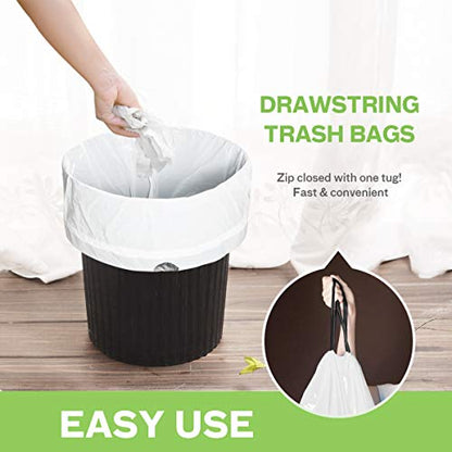 Teivio 5 Gallon 56pcs Strong Drawstring Trash Bags Garbage Bags, Small Plastic Bags for home kitchen office ， Bathroom Trash Can Bin Liners,White - style: 56-5Gallon-White